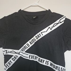MAC Cosmetics Vintage Black Graphic T-Shirt with White Print